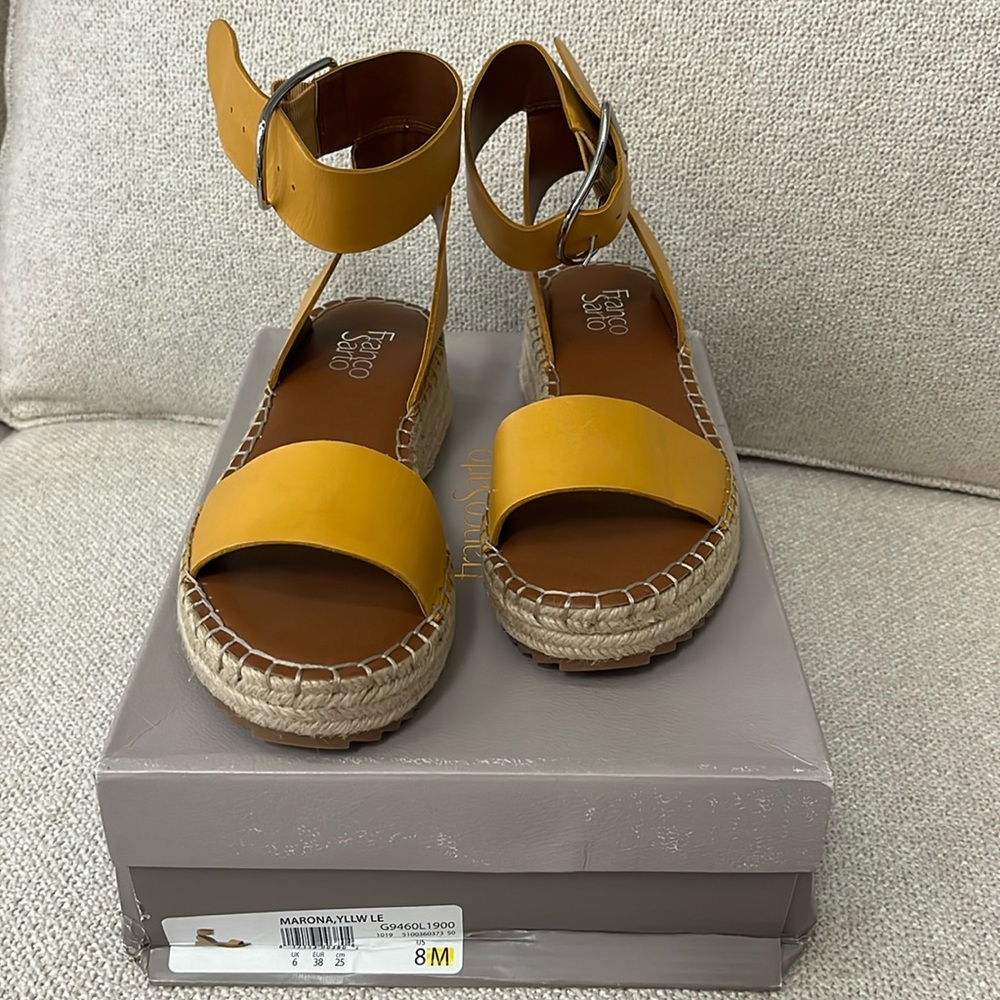 Size 8 Franco Sarto yellow Marona espadrilles